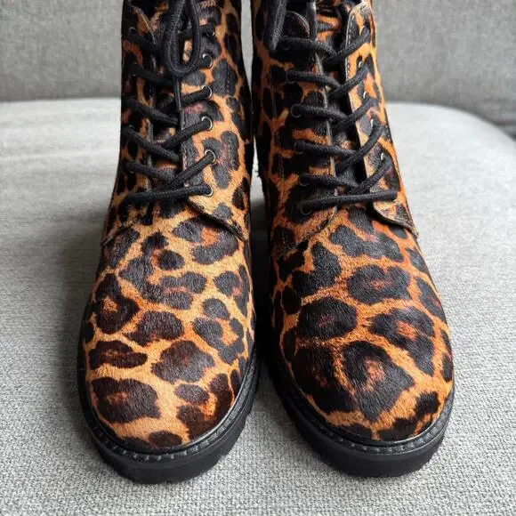 Seychelles Irresistible Leopard Pony Hair Leather Mid-Calf Lace-Up Boots Sz 8.5 - Picture 5 of 12